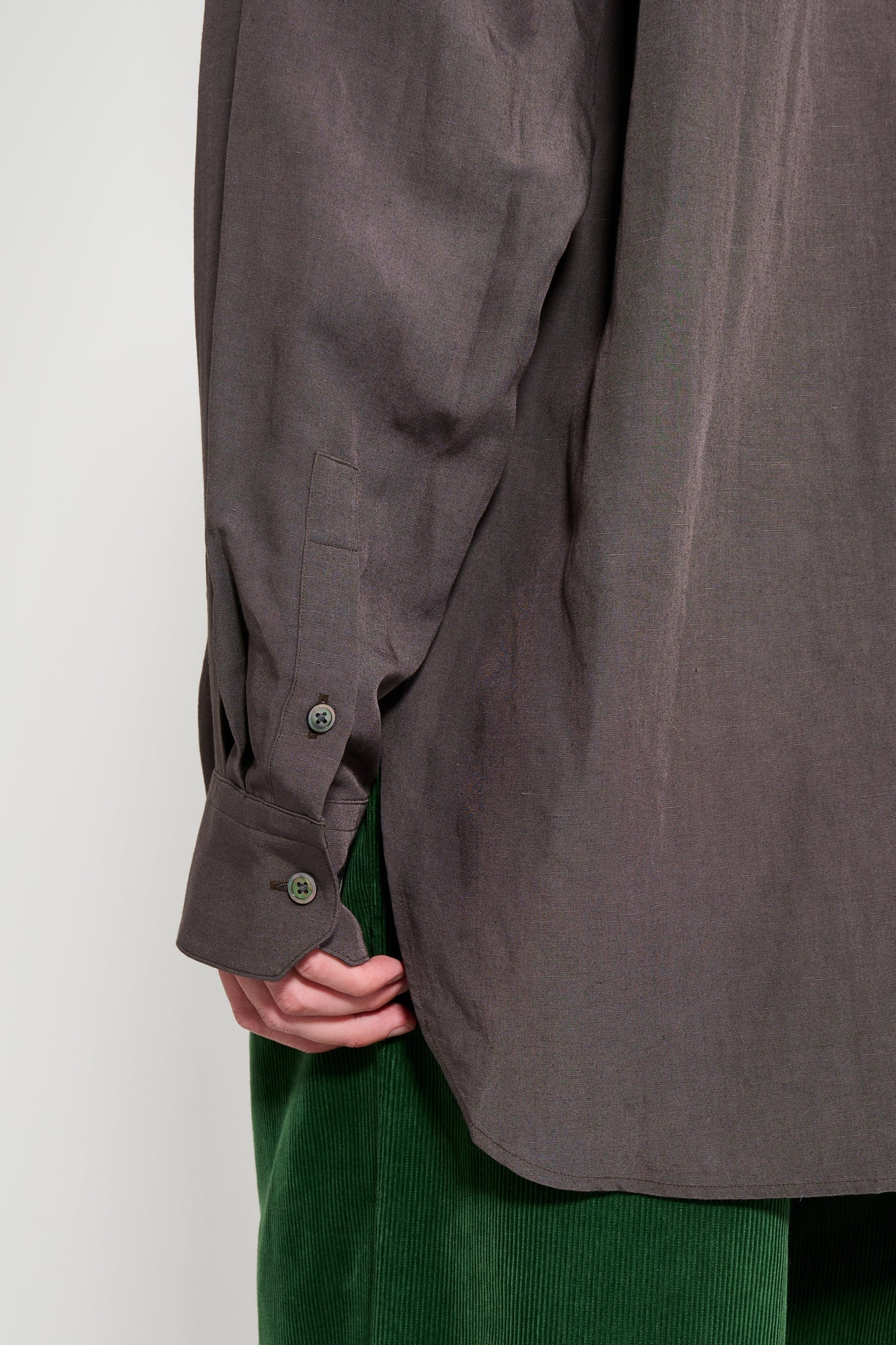 ssstein Rayon / Linen Oversized Down Pat Shirt Charcoal