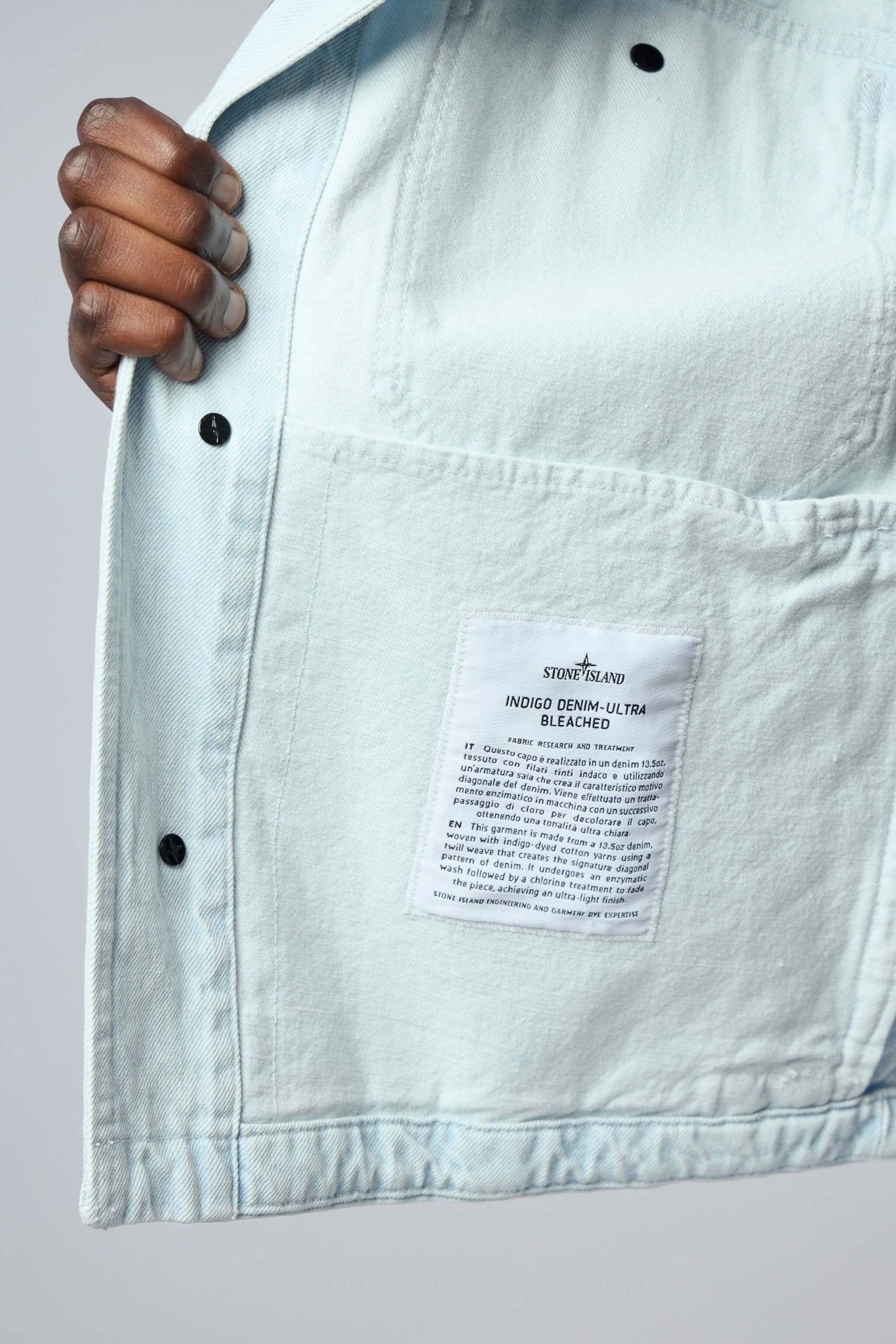Indigo Denim Ultra Bleached Biker Jacket