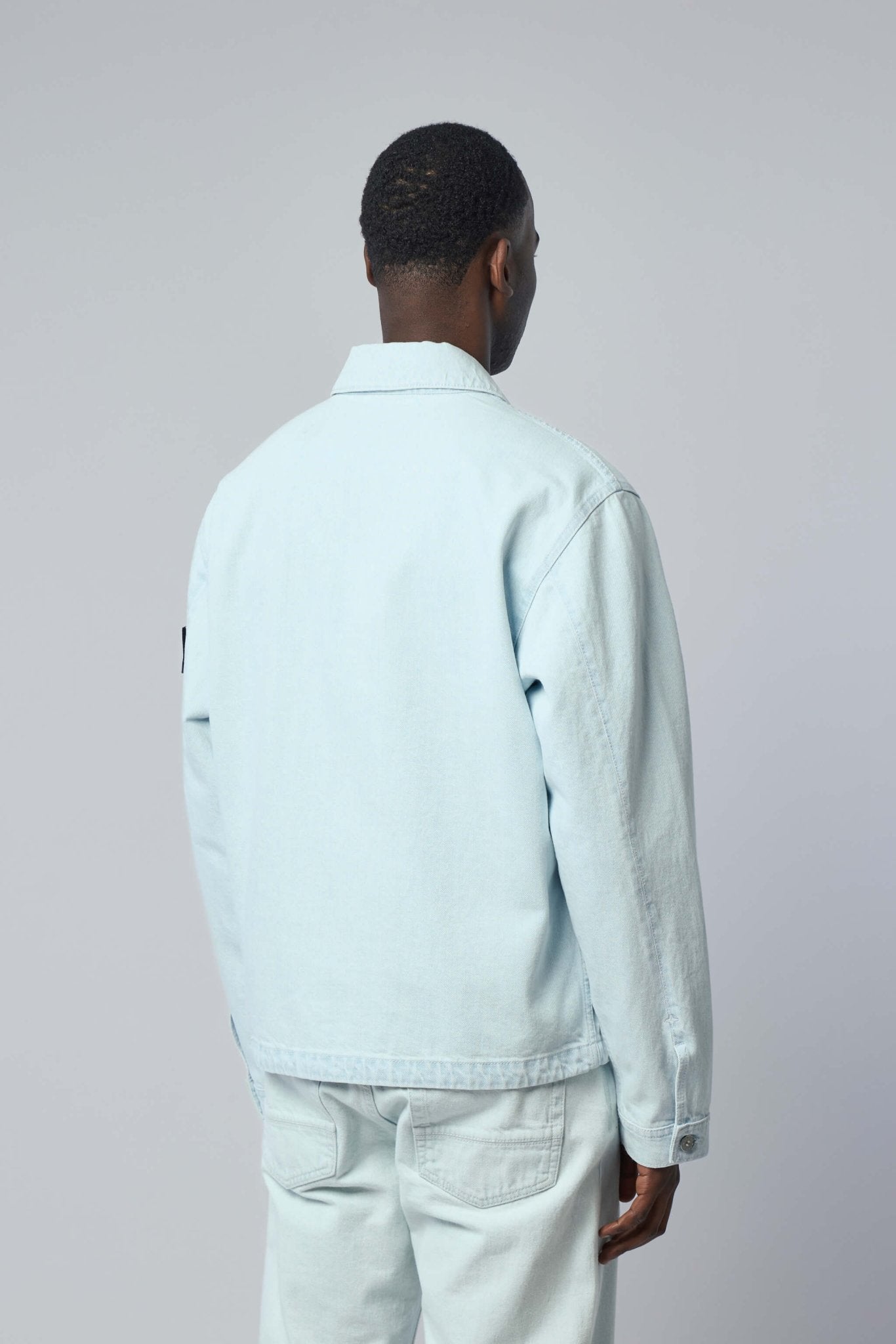 Indigo Denim Ultra Bleached Biker Jacket