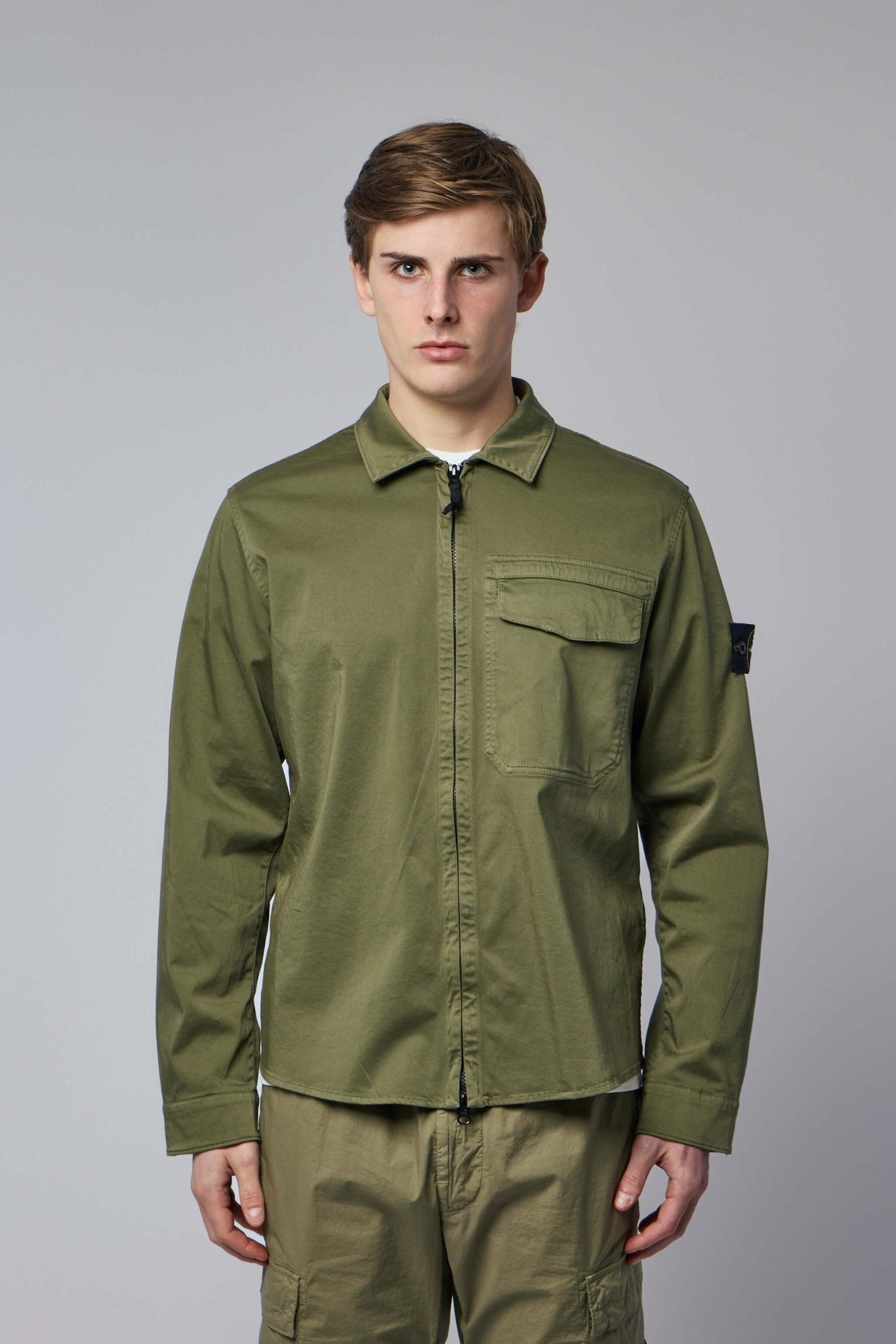 Regular-fit Overshirt with Concealed Zipper