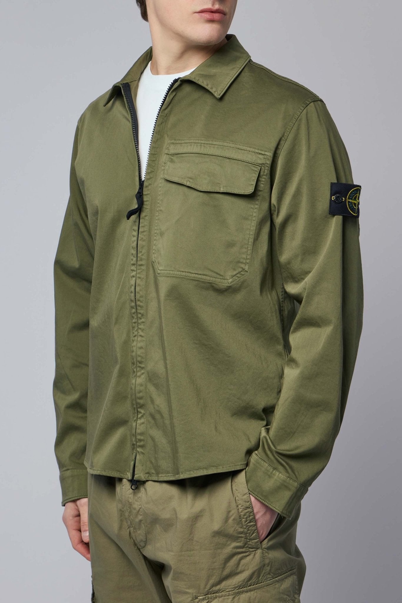 Regular-fit Overshirt with Concealed Zipper
