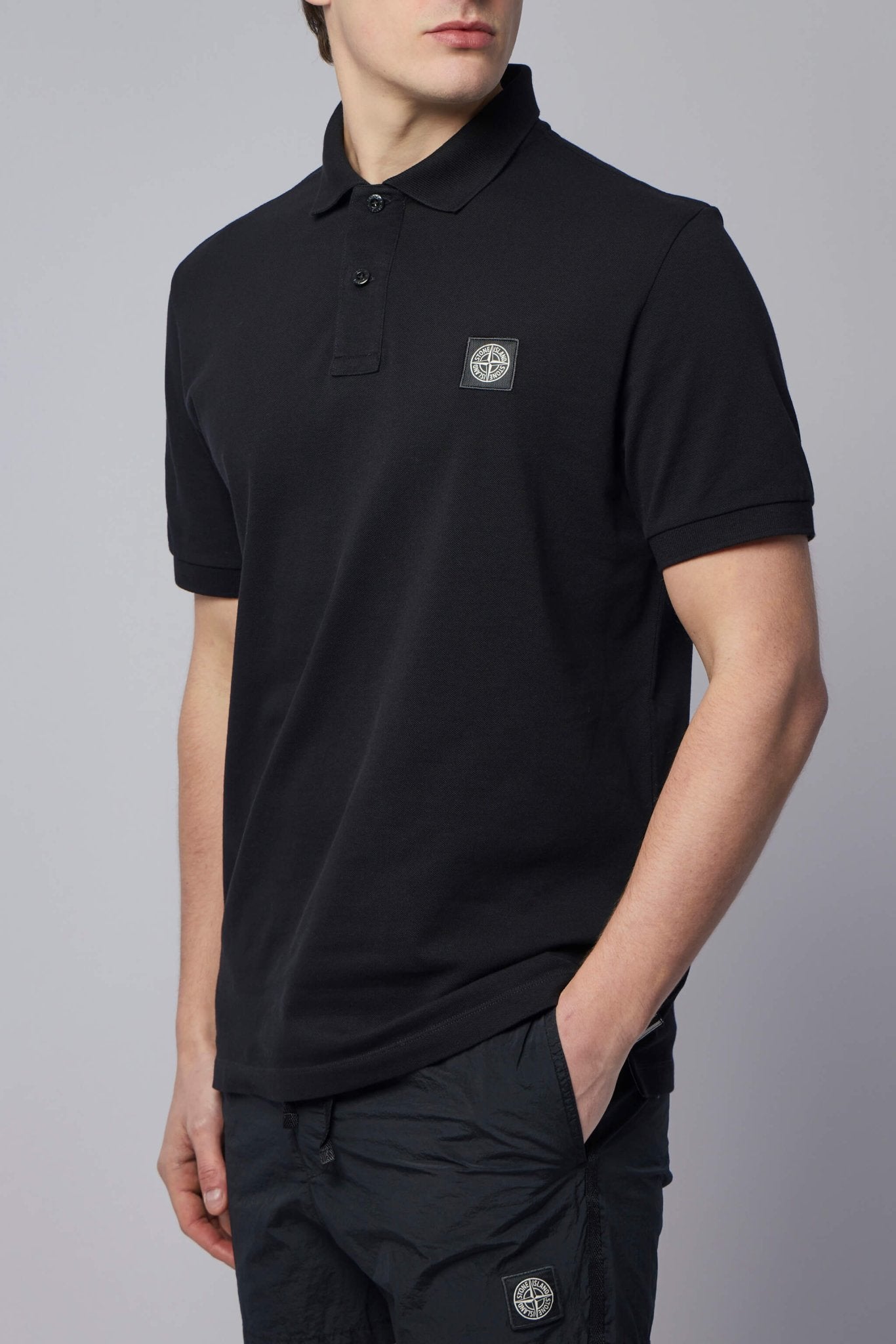 Slim Fit Short-sleeve Polo with Compass Patch