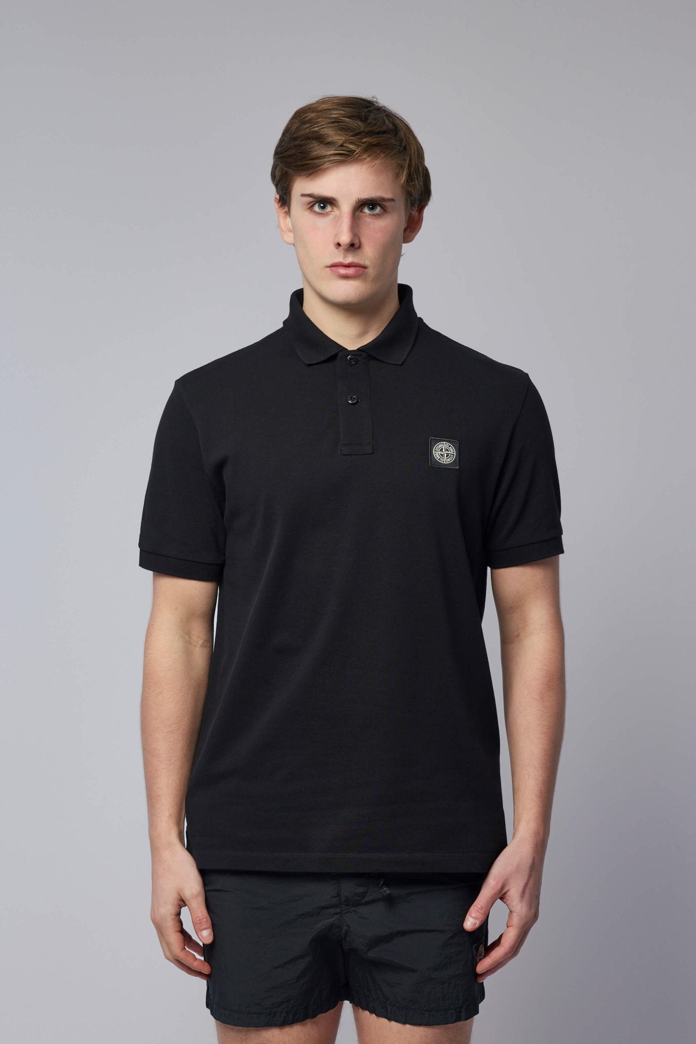 Slim Fit Short-sleeve Polo with Compass Patch