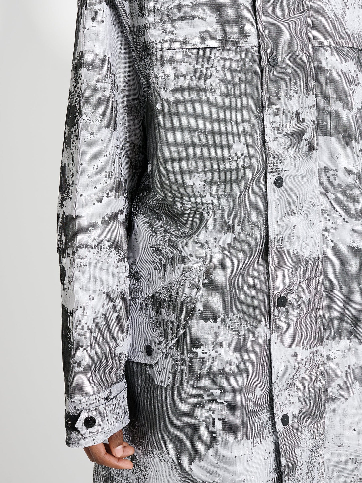 Stone Island Dissolving Grid Camo Mesh Coat Dust