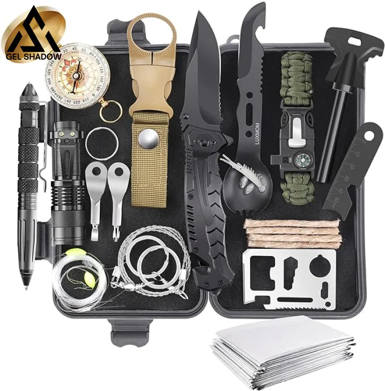 GS250-Survival Kit 28 in 1, Survival Gear Tool Emergency Tactical Equipment