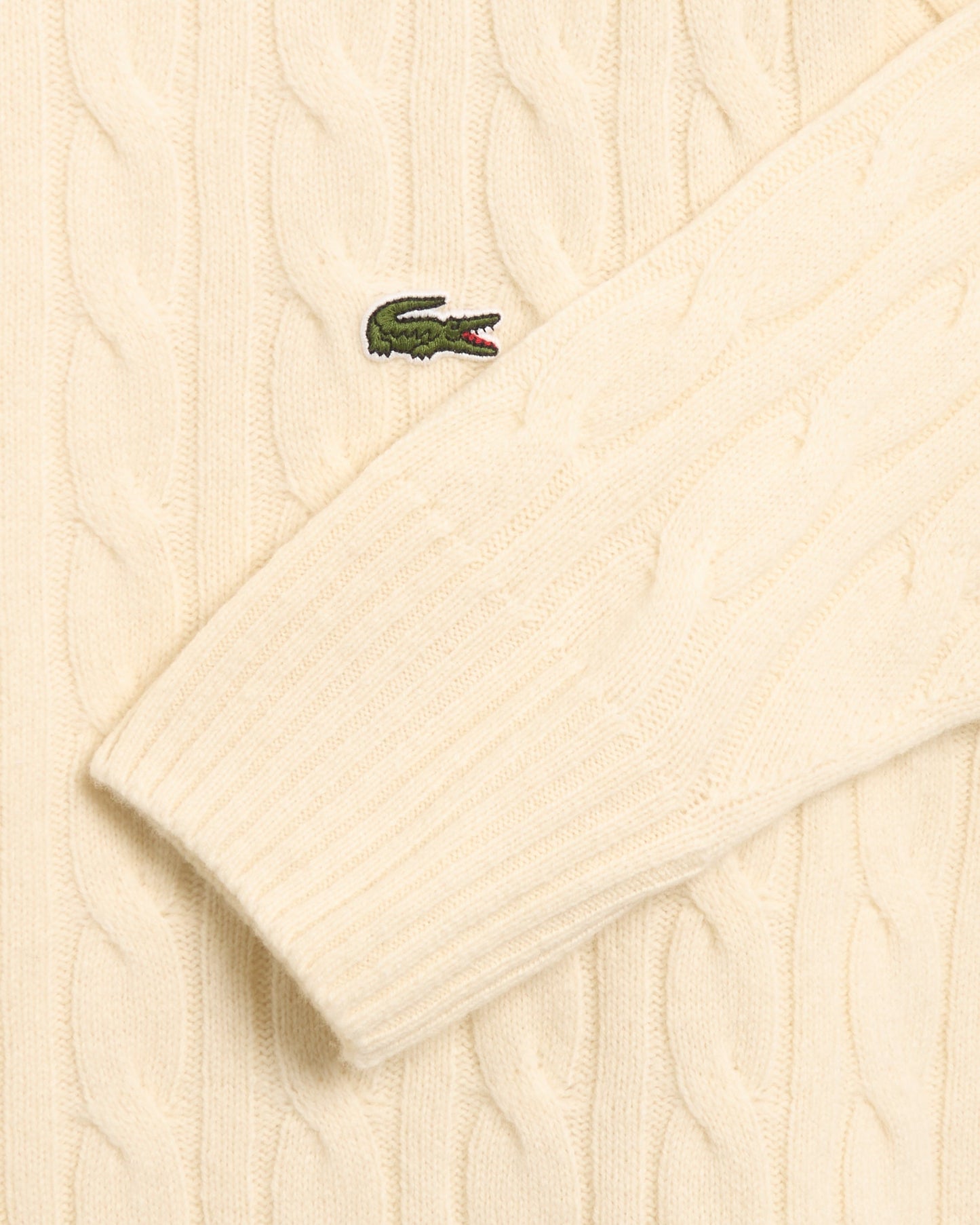 Jersey Carded Wool Crew Neck Lacoste Cable Knit para hombre