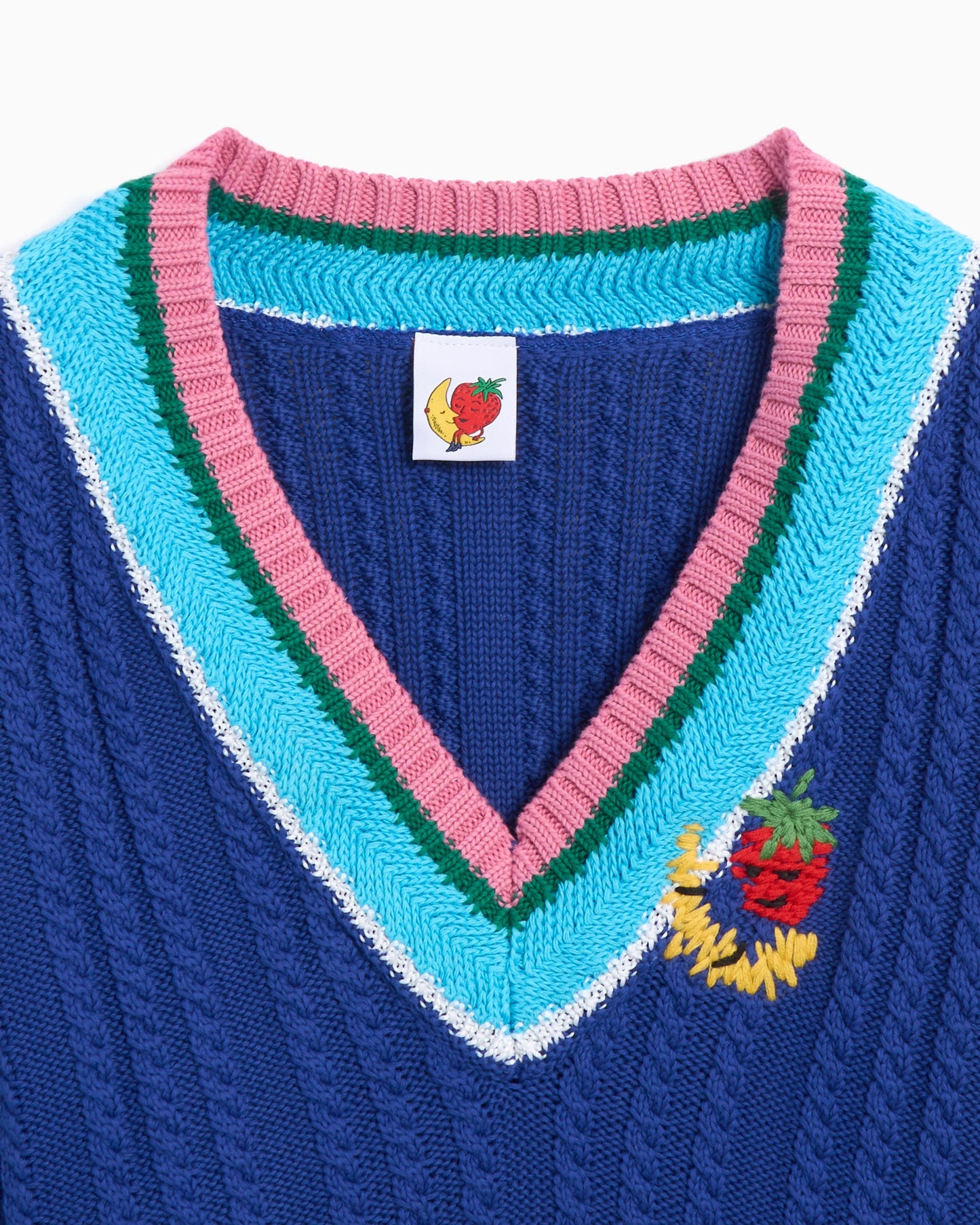 Jersey Sky High Farm Workwear Cableknit V-Neck Striped Sweater Unisex