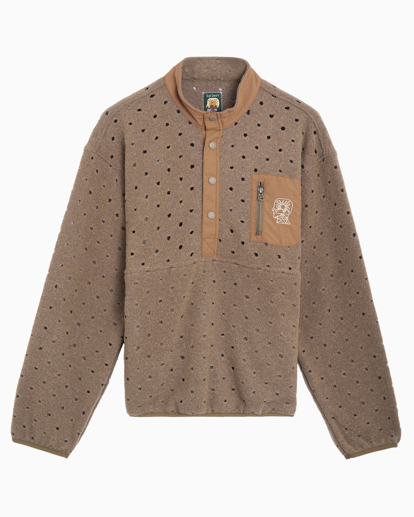 Sudadera Half Zip Relaxed Brain Dead Hole Mock Neck para hombre