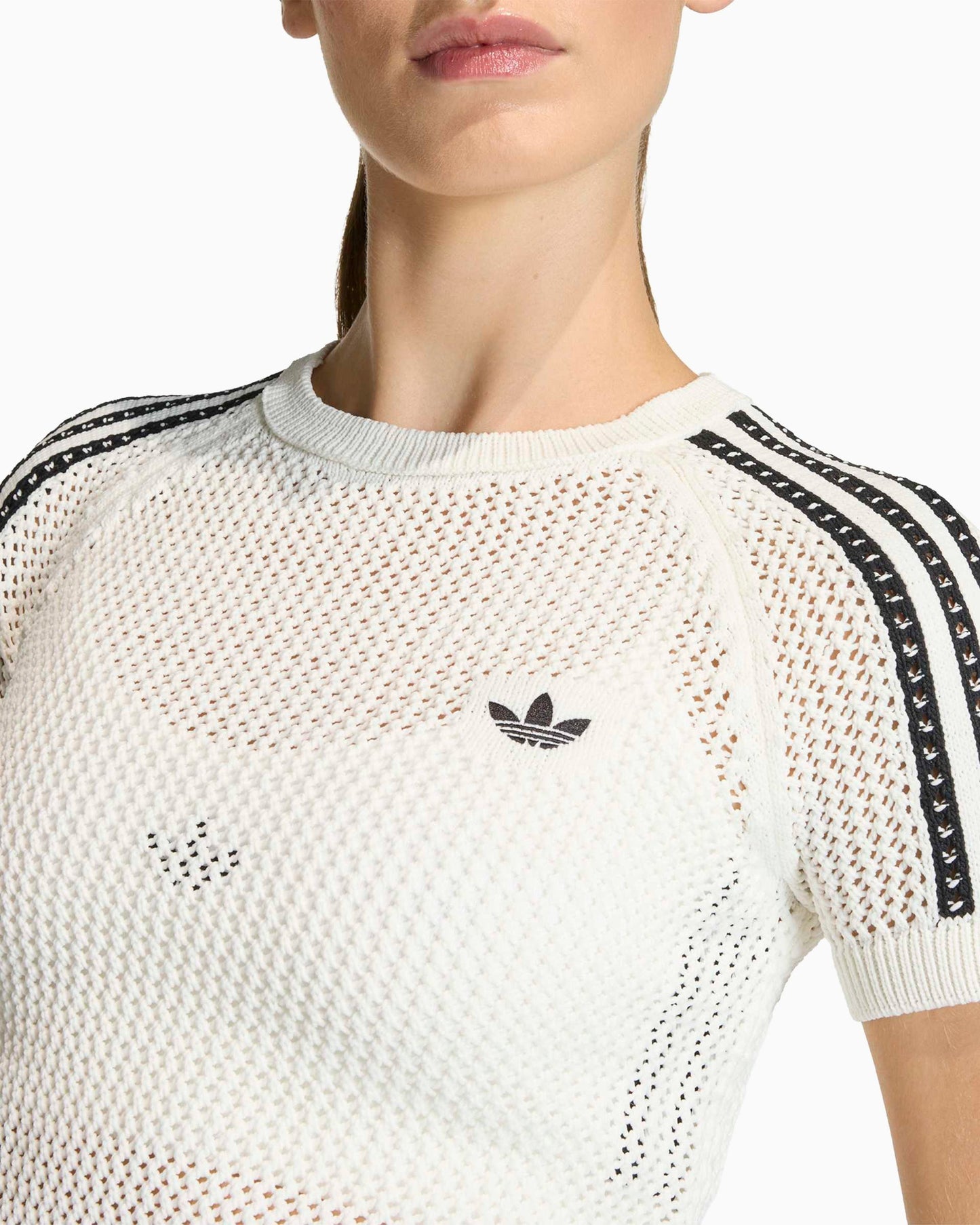 Camiseta con logo Crop adidas Originals Knitted Crochet Cali para mujer