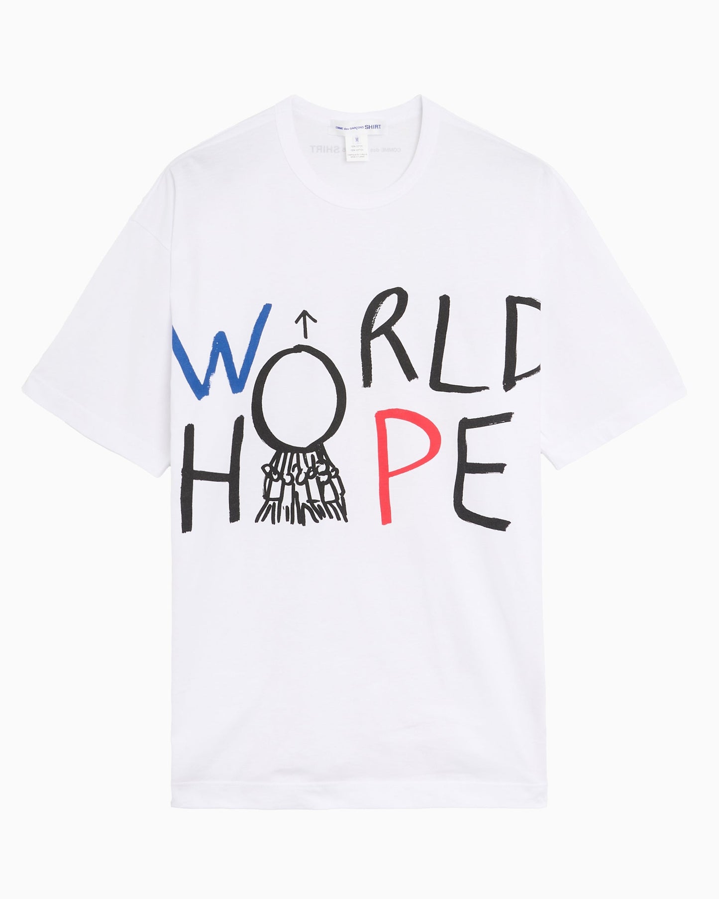 Camiseta con gráfico Oversize Comme Des Garçons Shirt x Dan Perjovschi "World Hope" para hombre