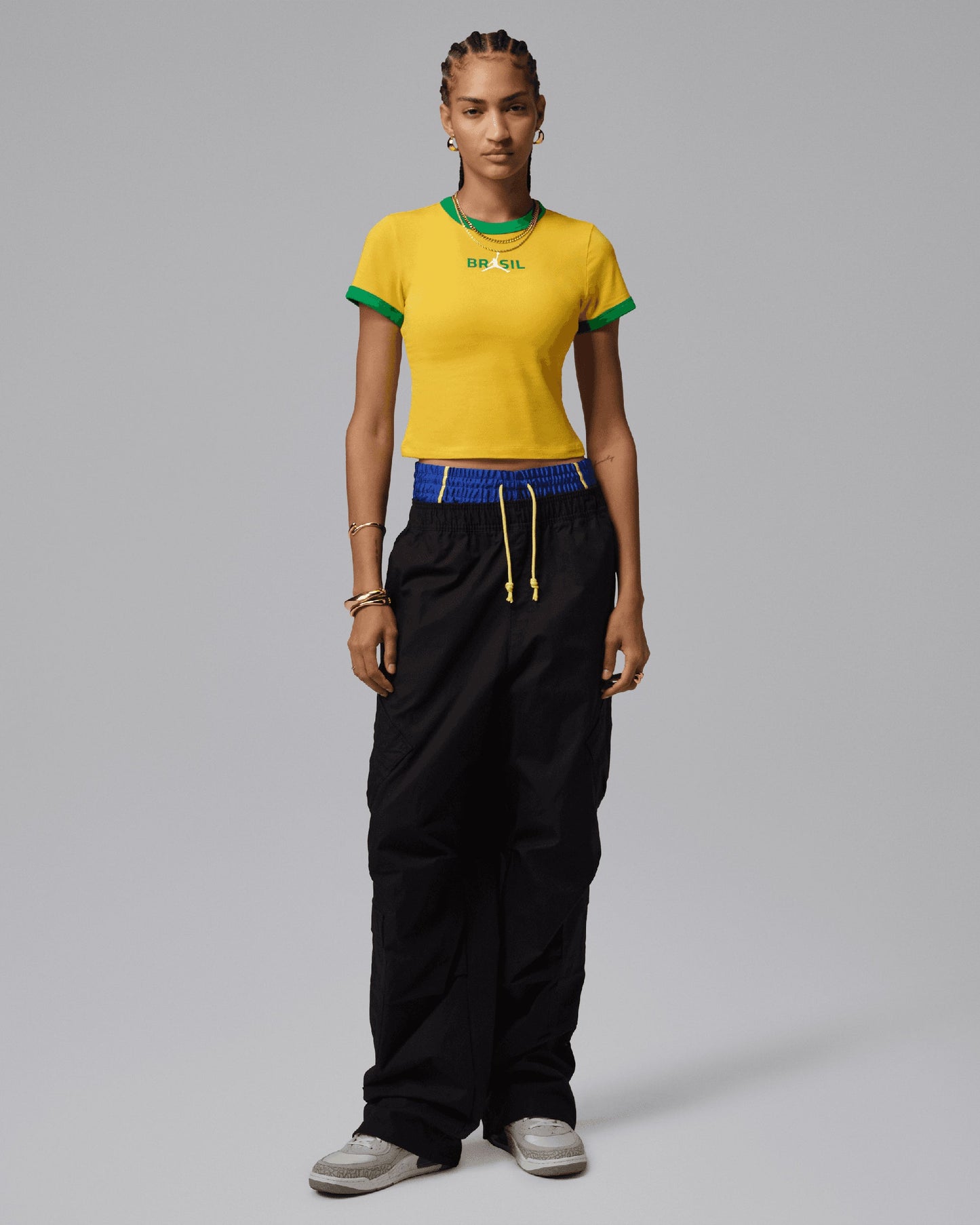 Camiseta con logo Crop Jordan Brasil para mujer