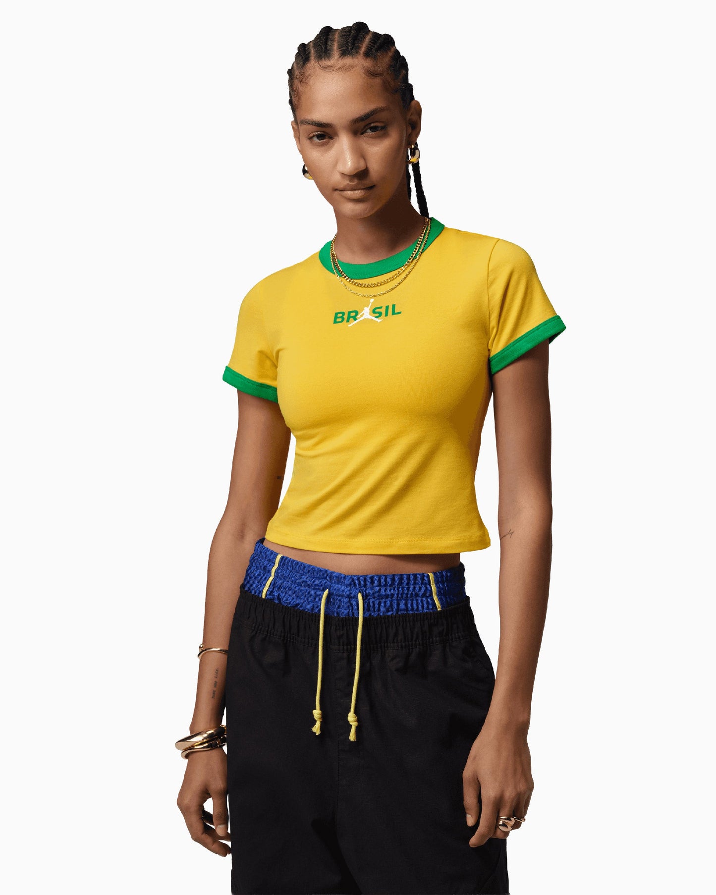 Camiseta con logo Crop Jordan Brasil para mujer