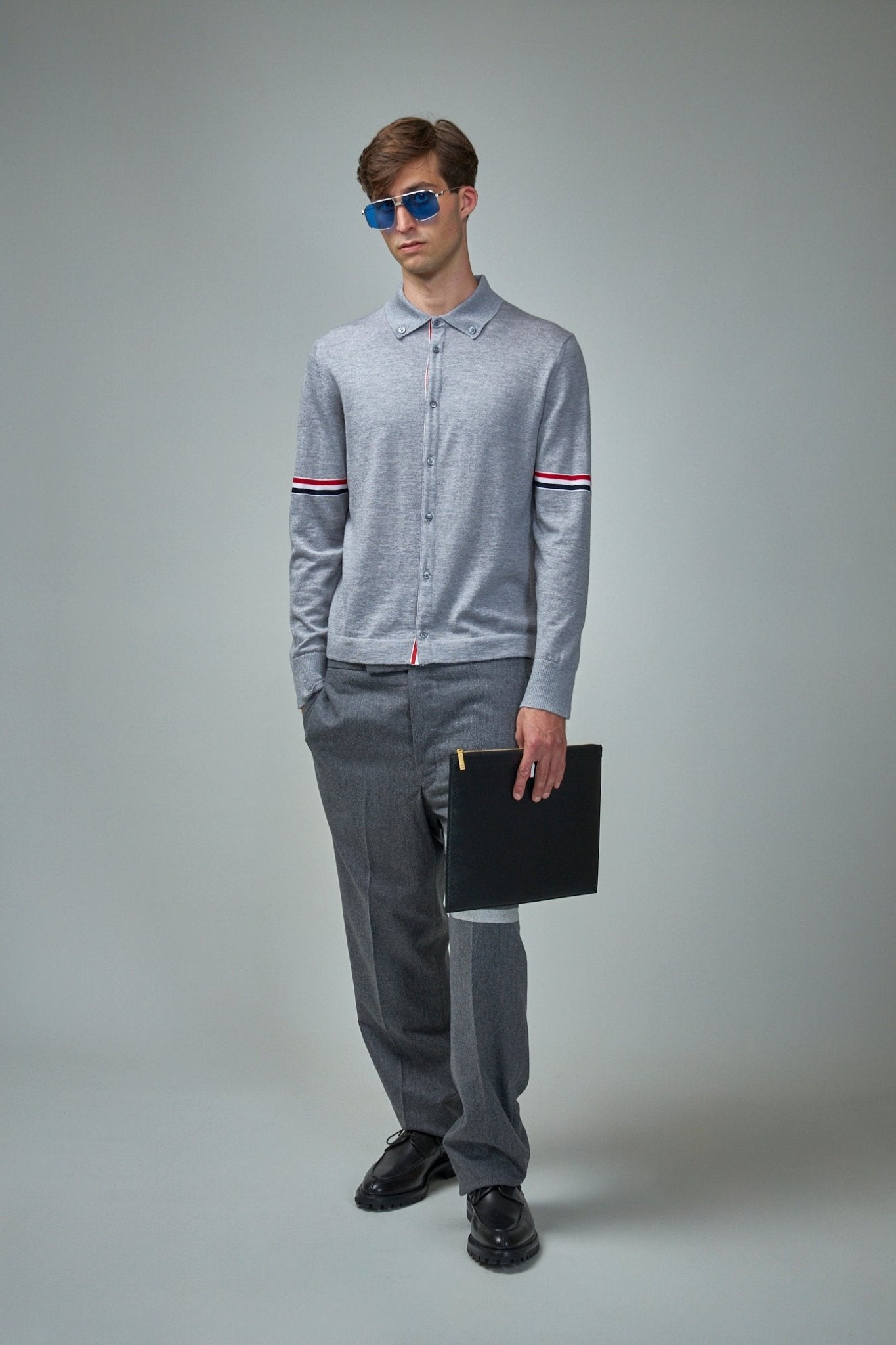 Jersey Stitch Button Down Long Sleeve Shirt