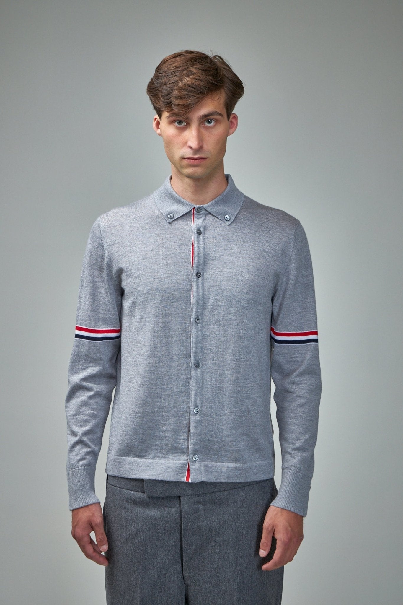 Jersey Stitch Button Down Long Sleeve Shirt