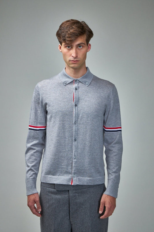 Jersey Stitch Button Down Long Sleeve Shirt