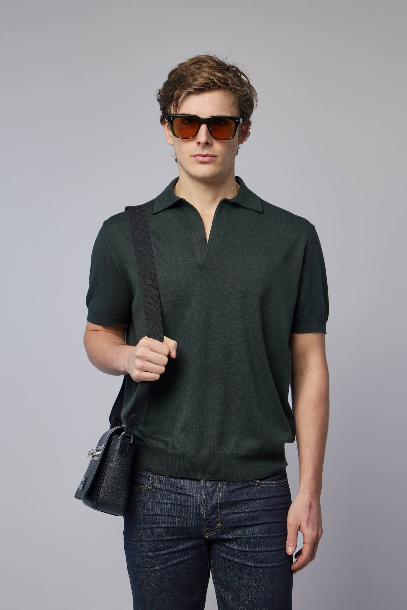 Cotton Silk Tipping Ss Buttonless Polo