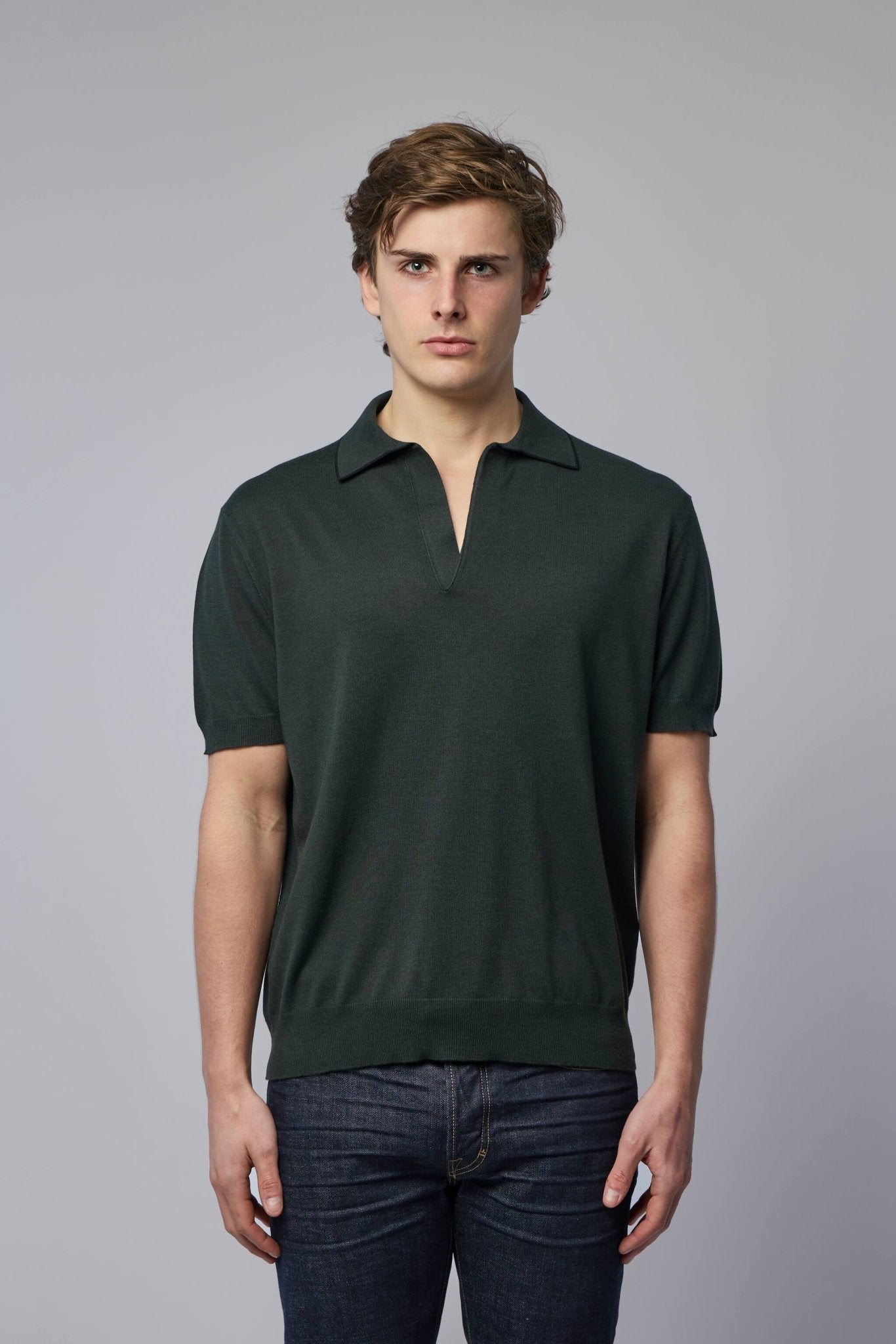 Cotton Silk Tipping Ss Buttonless Polo