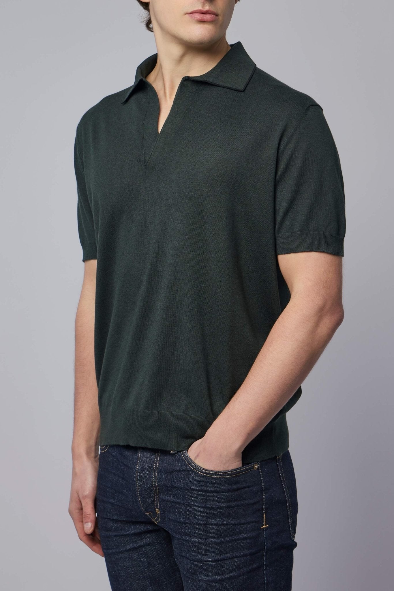 Cotton Silk Tipping Ss Buttonless Polo