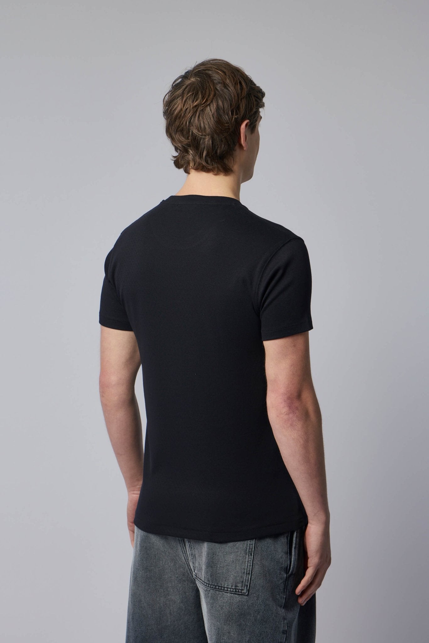 Perforated Rib Ss Crew Neck