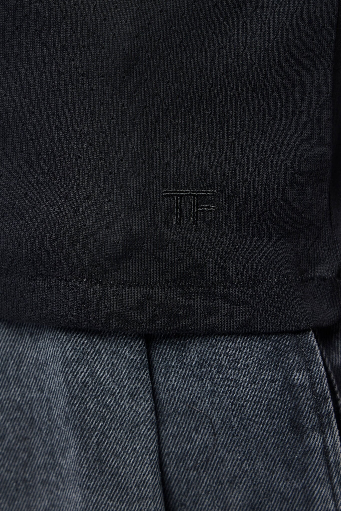 Perforated Rib Ss Crew Neck