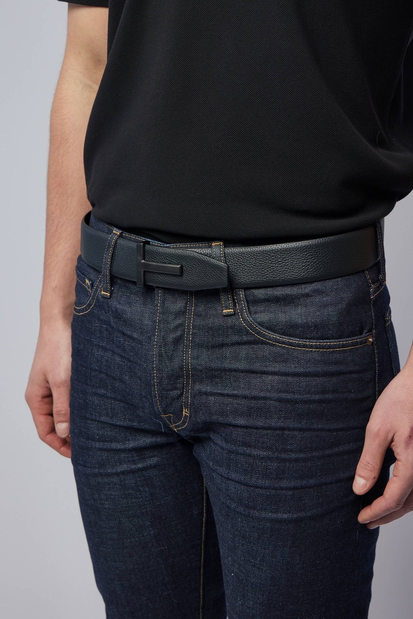 Grain Leather T Icon Belt