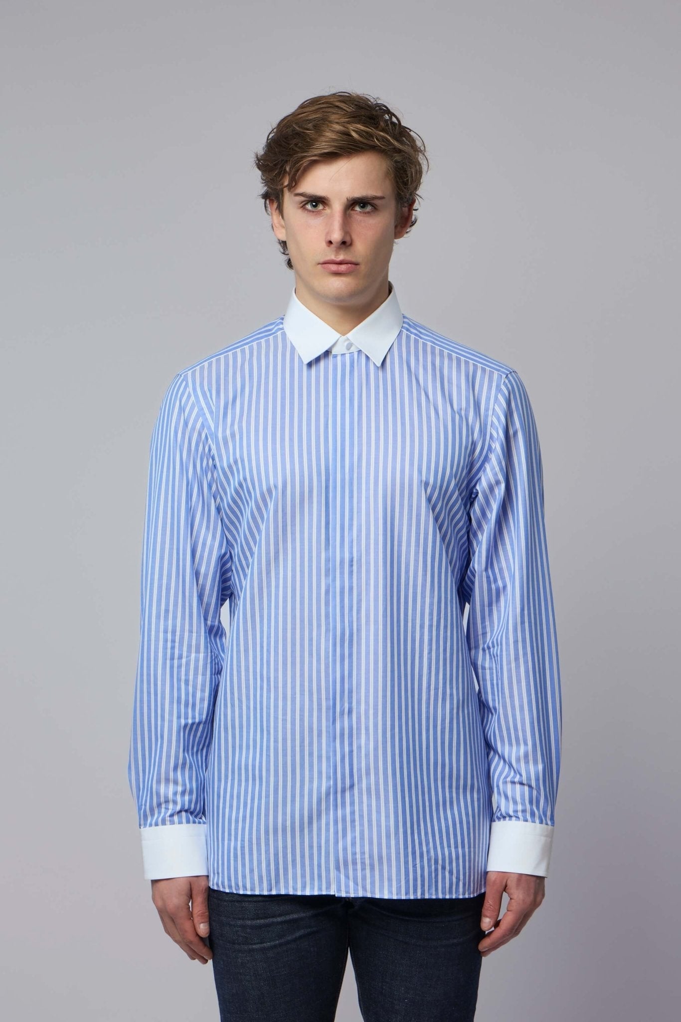Wide Stripe Contrast Classic Fit Shirt