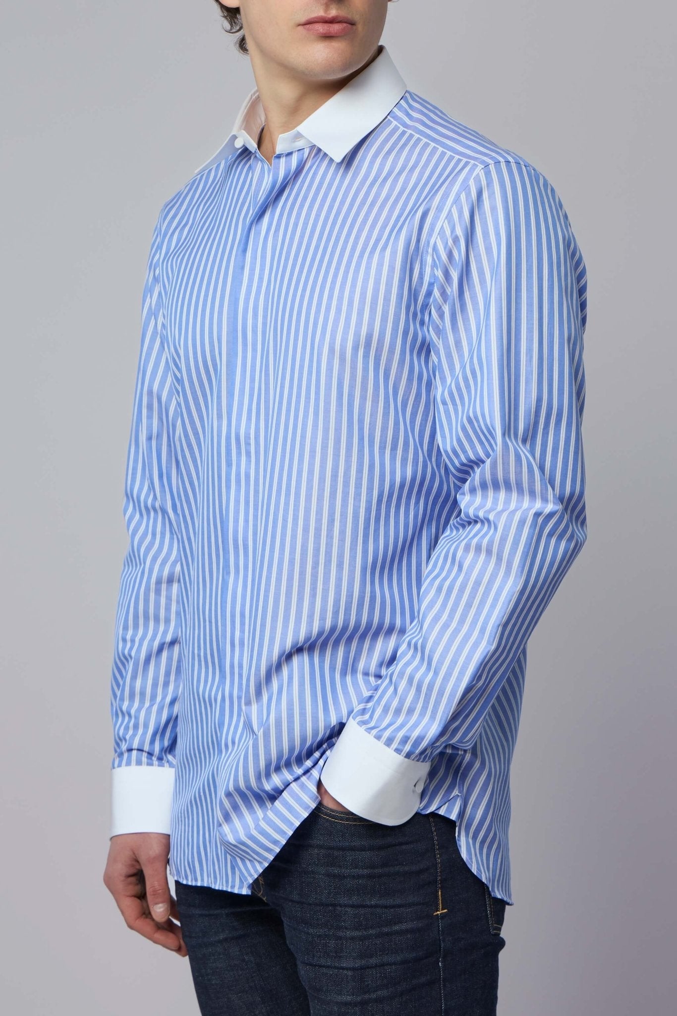 Wide Stripe Contrast Classic Fit Shirt