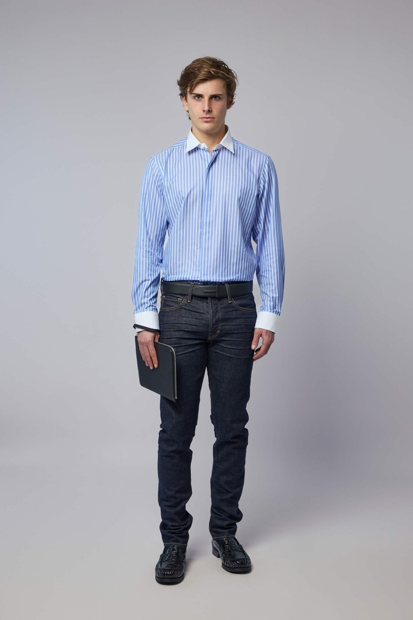Wide Stripe Contrast Classic Fit Shirt