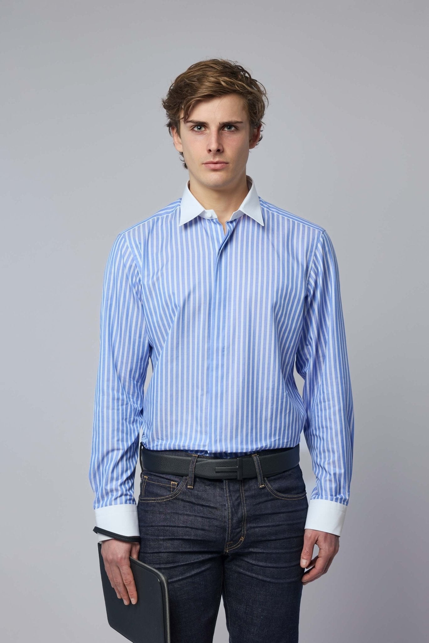 Wide Stripe Contrast Classic Fit Shirt