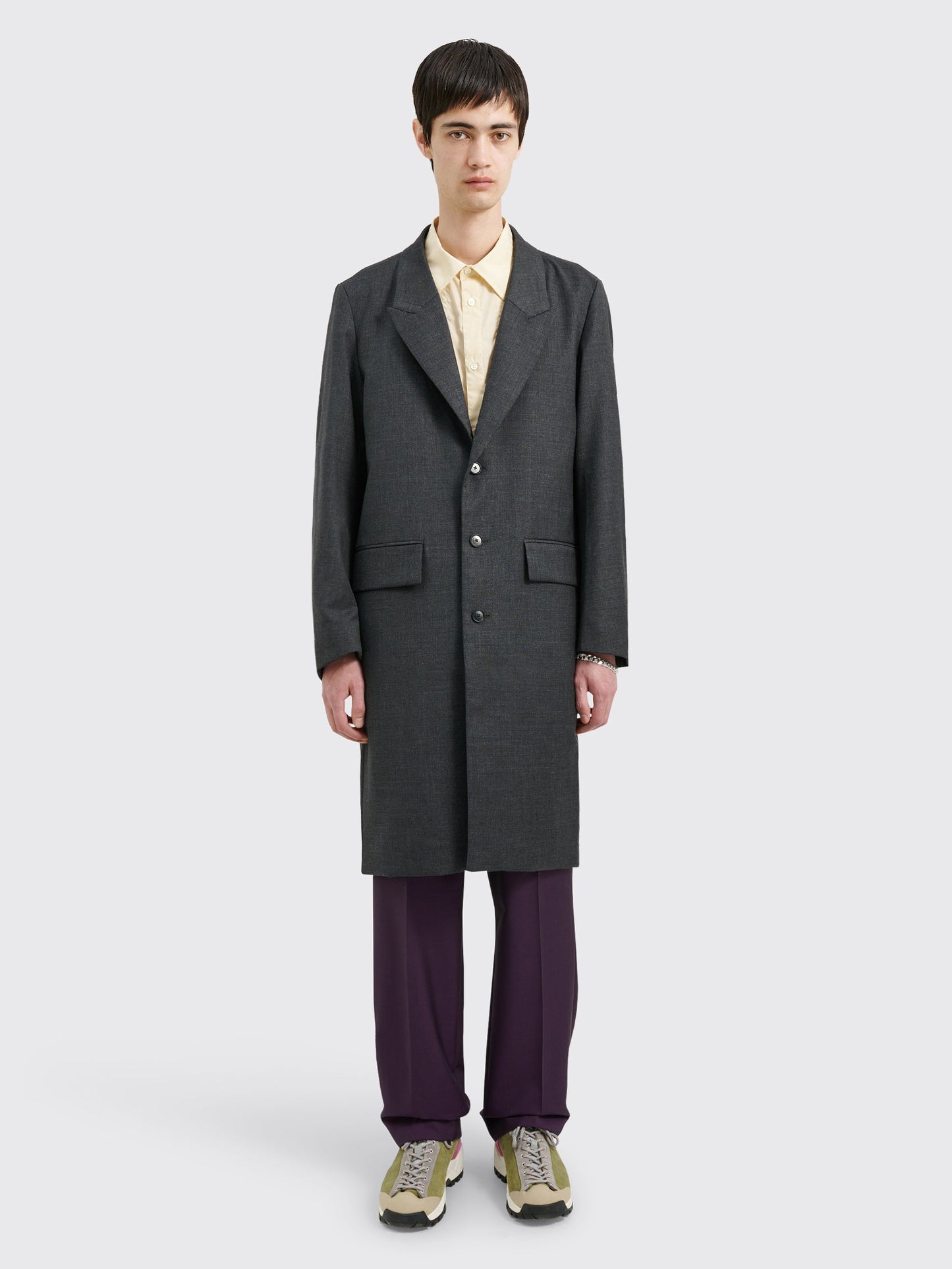 TRÈS BIEN everywear Peak Lapel Coat Wool Dark Grey