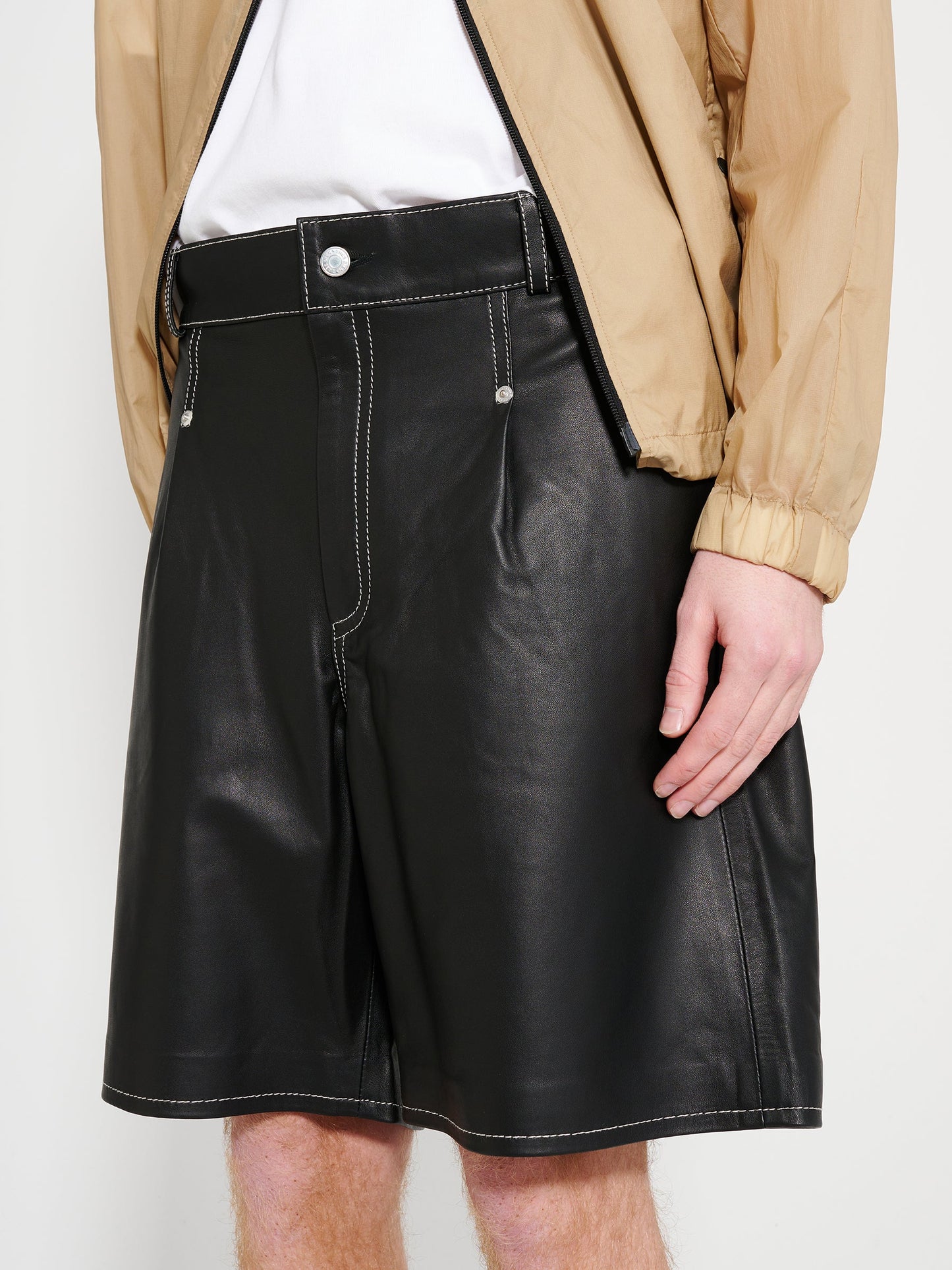 TRÈS BIEN everywear Leather Work Shorts Lambskin Black