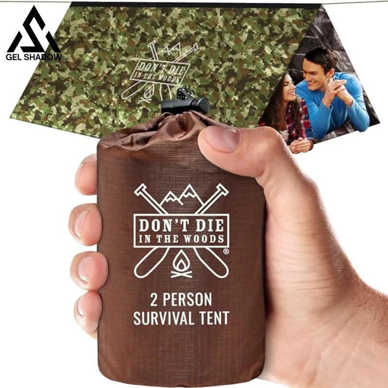 GS249-Ultralight Survival Tent • 2 Person Mylar Emergency Shelter Tube Tent + Paracord