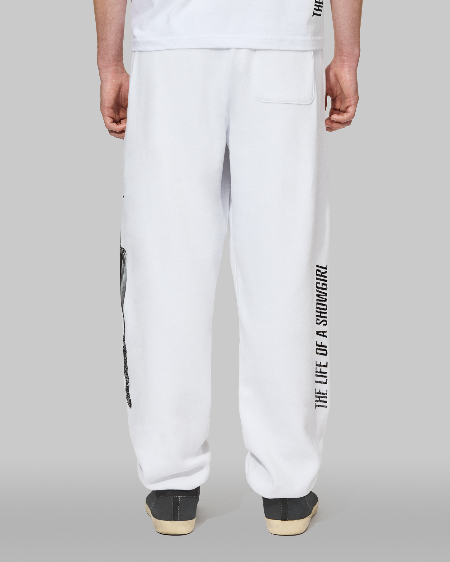The Life of a Showgirl Shiny Bug White Sweatpants