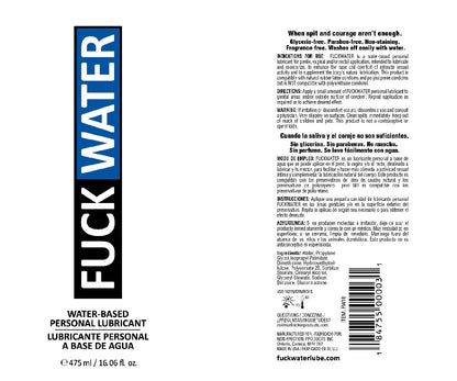 FuckWater Water-Based Lubricant – Premium Glycerin-Free 16 Fl Oz Lubricant
