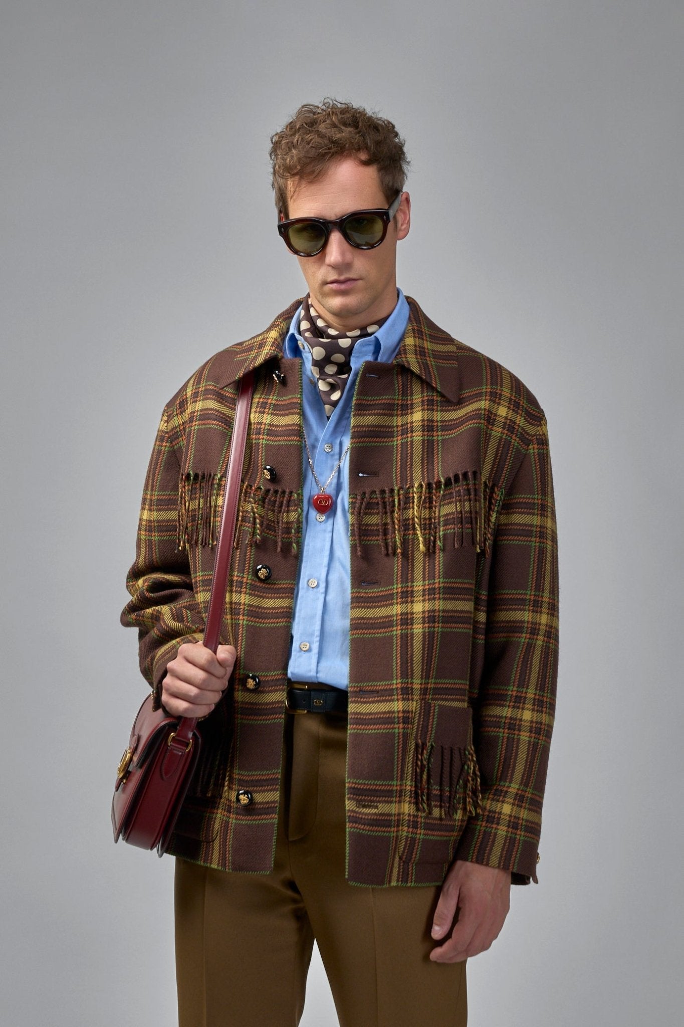 Checked Fringed Edge Jacket