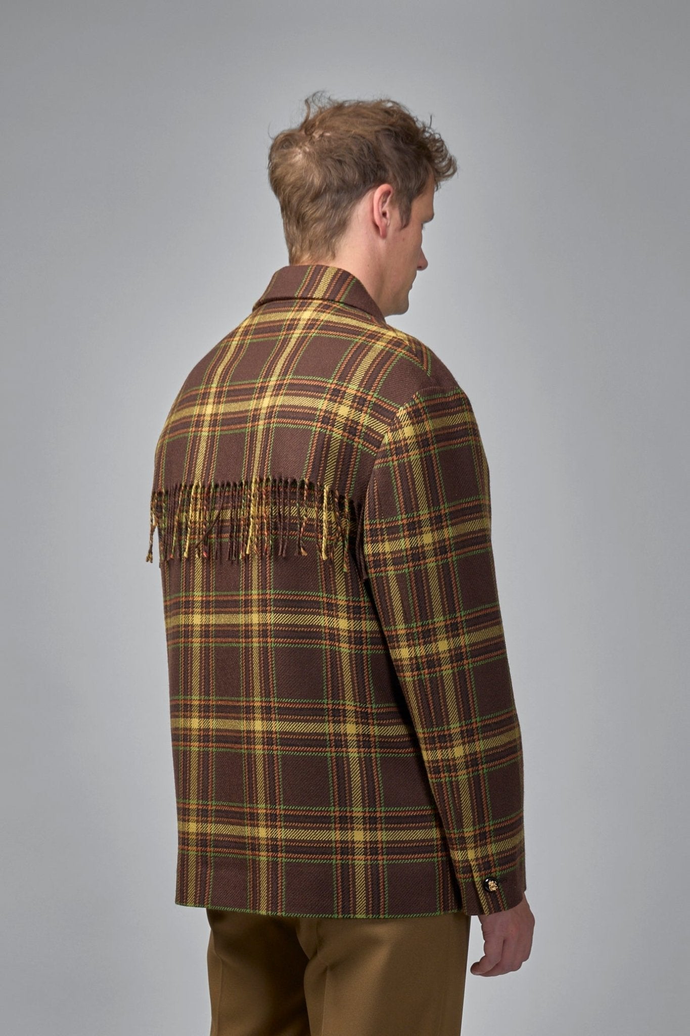 Checked Fringed Edge Jacket