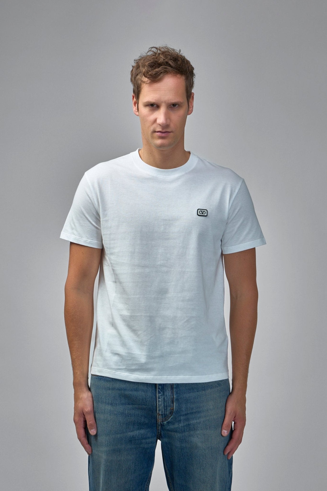 Cotton T-shirt with Vlogo Patch