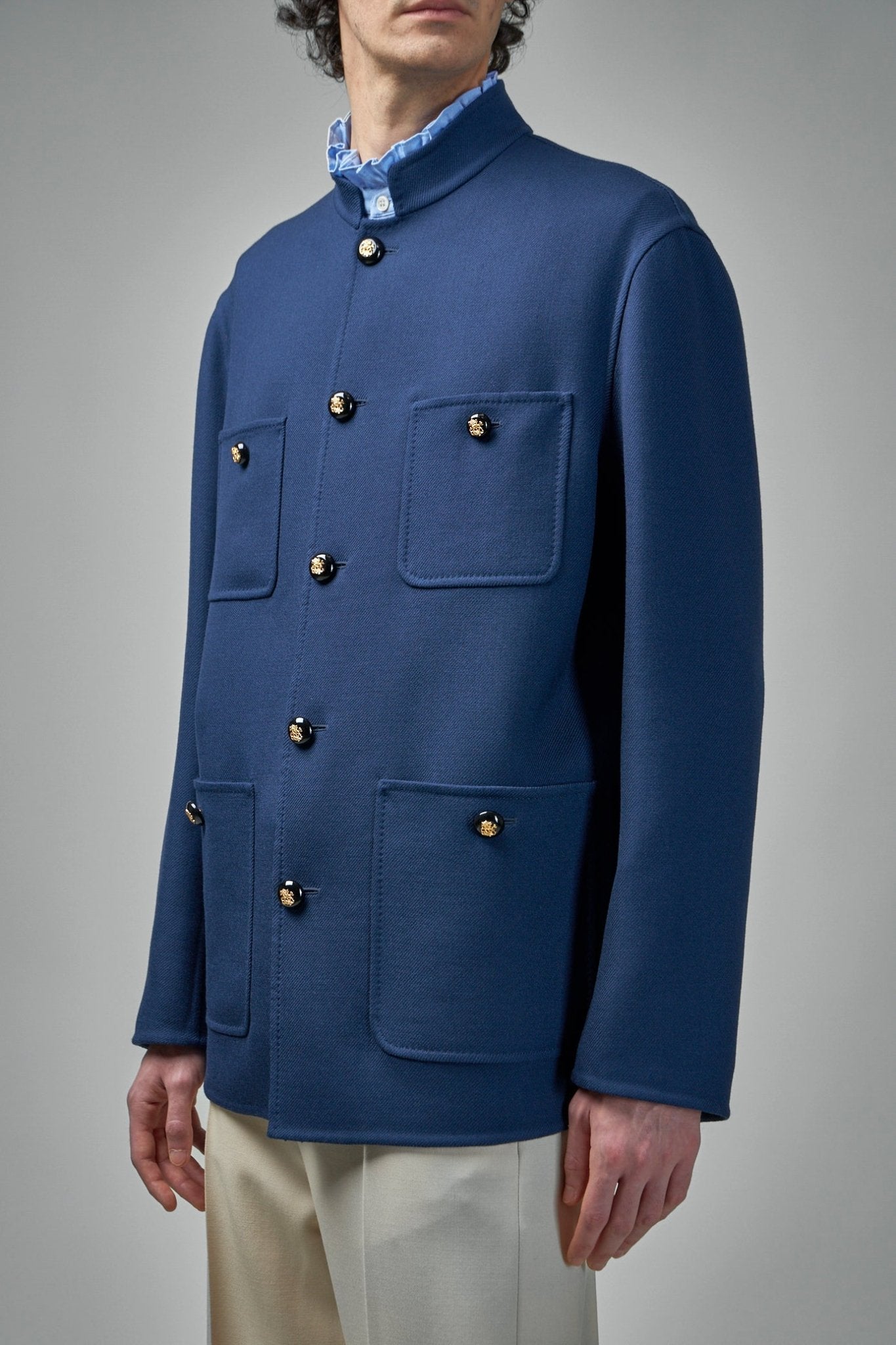 Double Wool Mandarin Collar