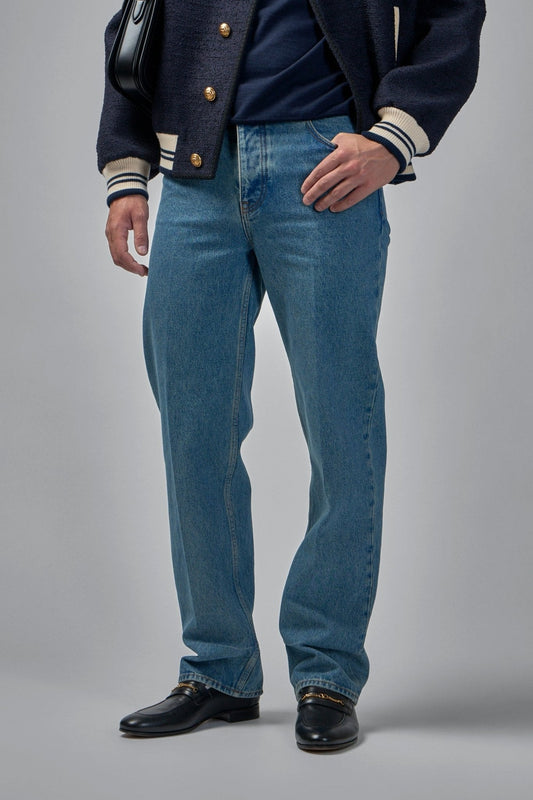 Logo Patch Straight Leg Jeans