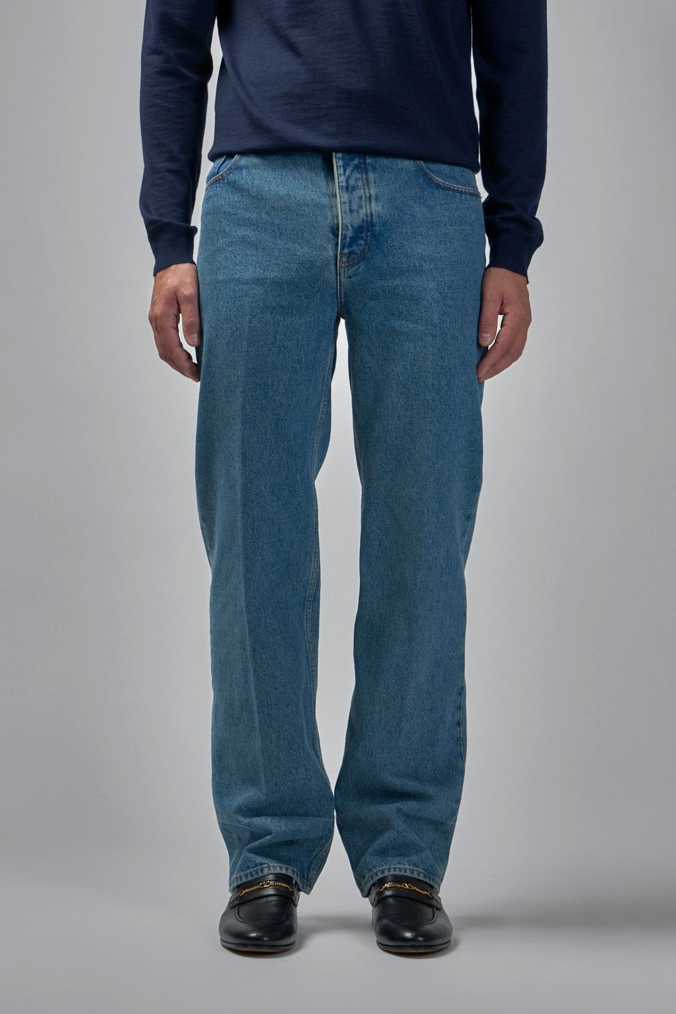 Logo Patch Straight Leg Jeans