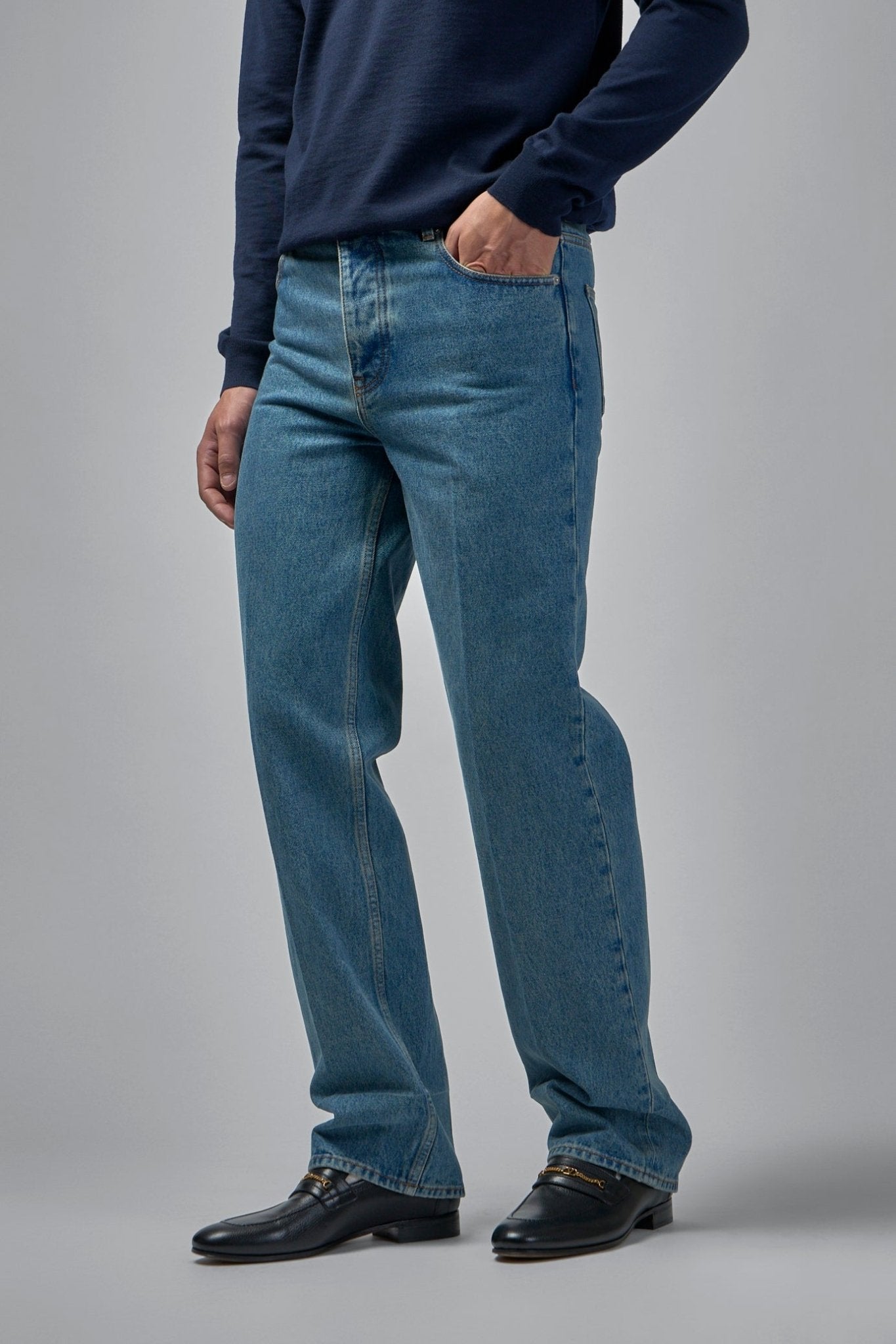 Logo Patch Straight Leg Jeans