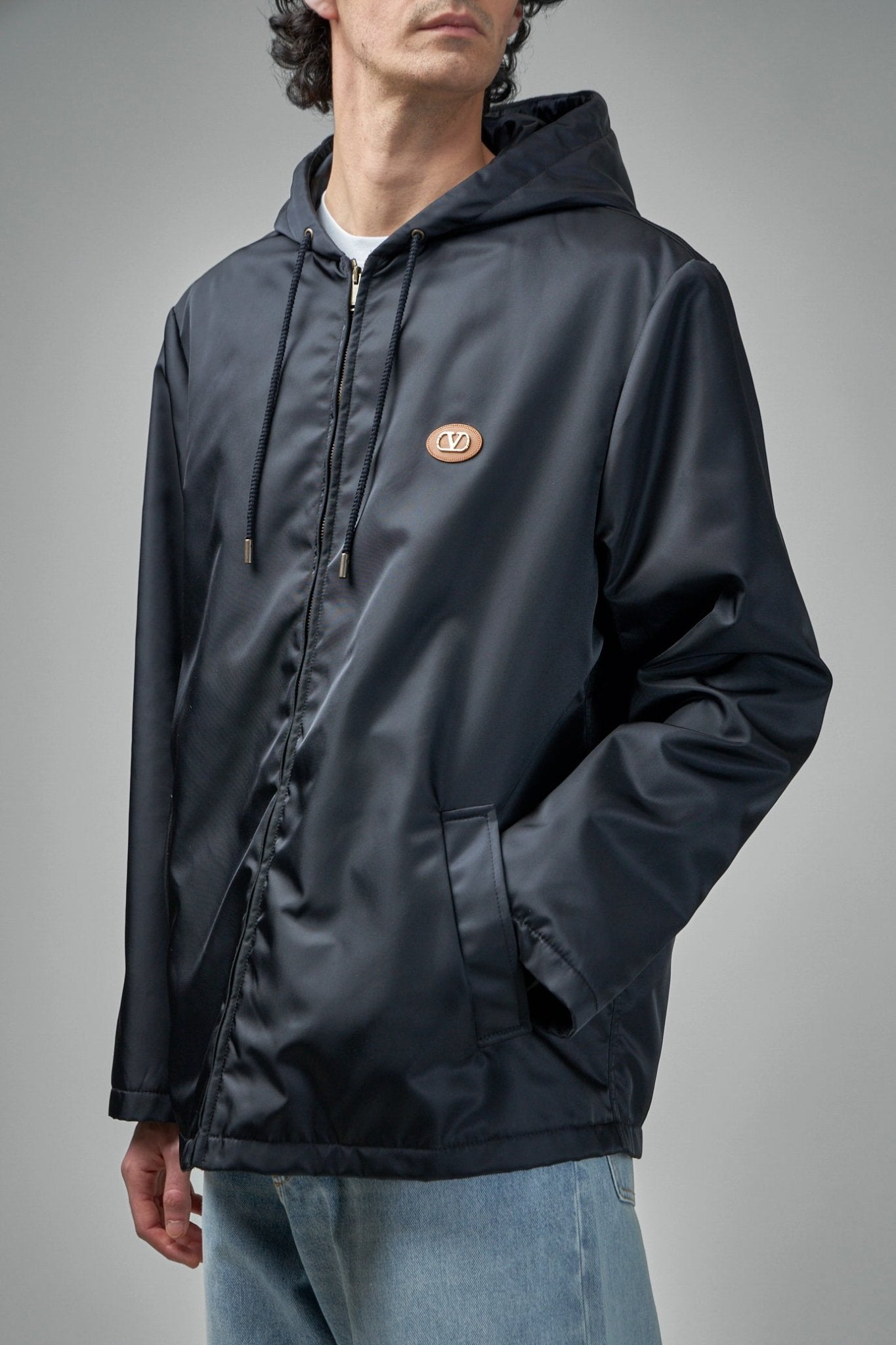 Men Zip-up Drawstring Jacket