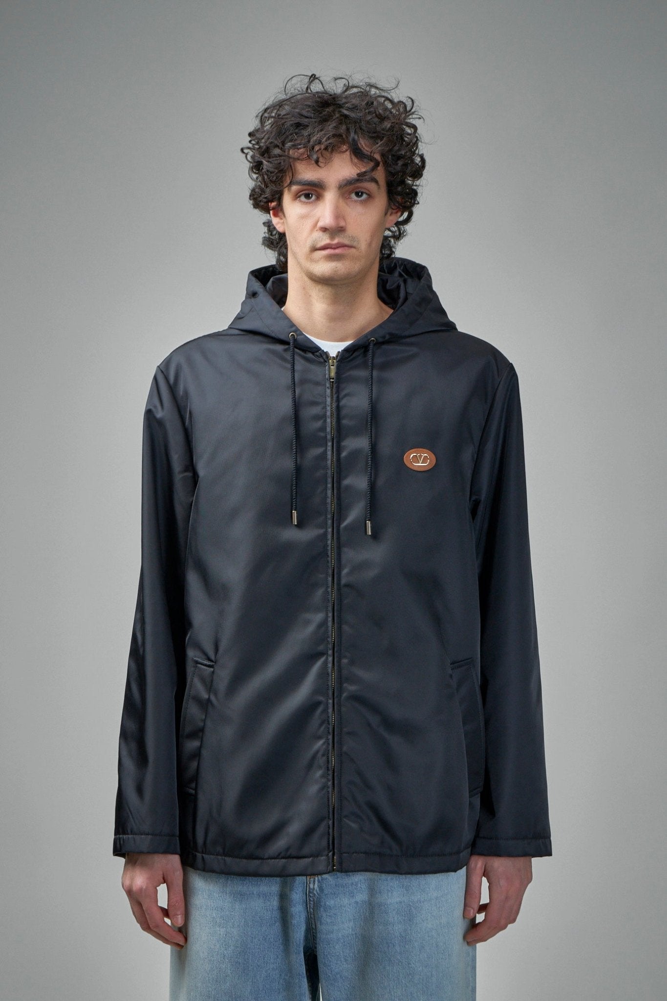Men Zip-up Drawstring Jacket