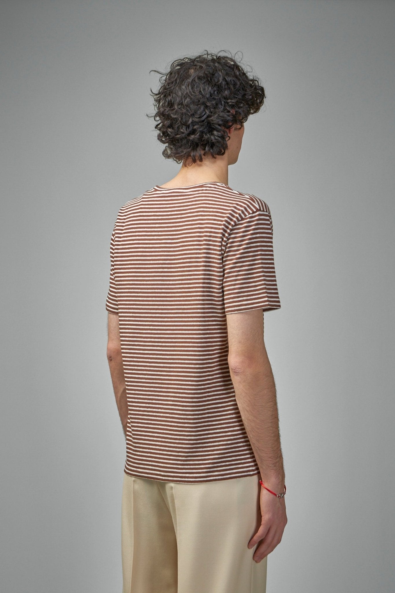 Striped Cotton T-Shirt with Chez Valentino Print