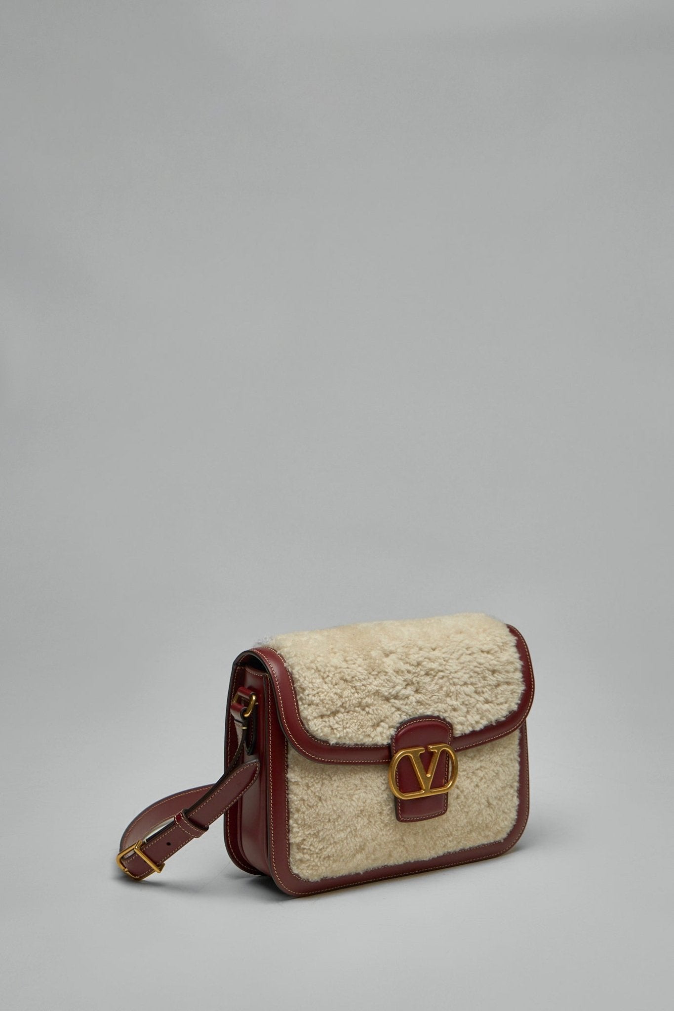 VLogo Plaque Foldover Top Shoulder Bag