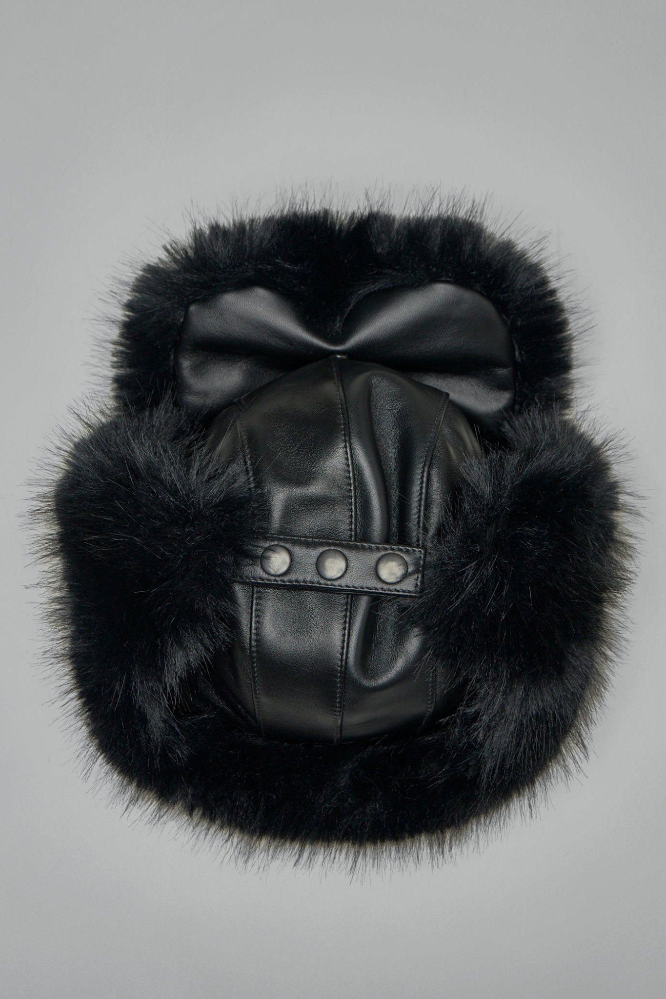 Leather Faux Fur-trimmed Hat