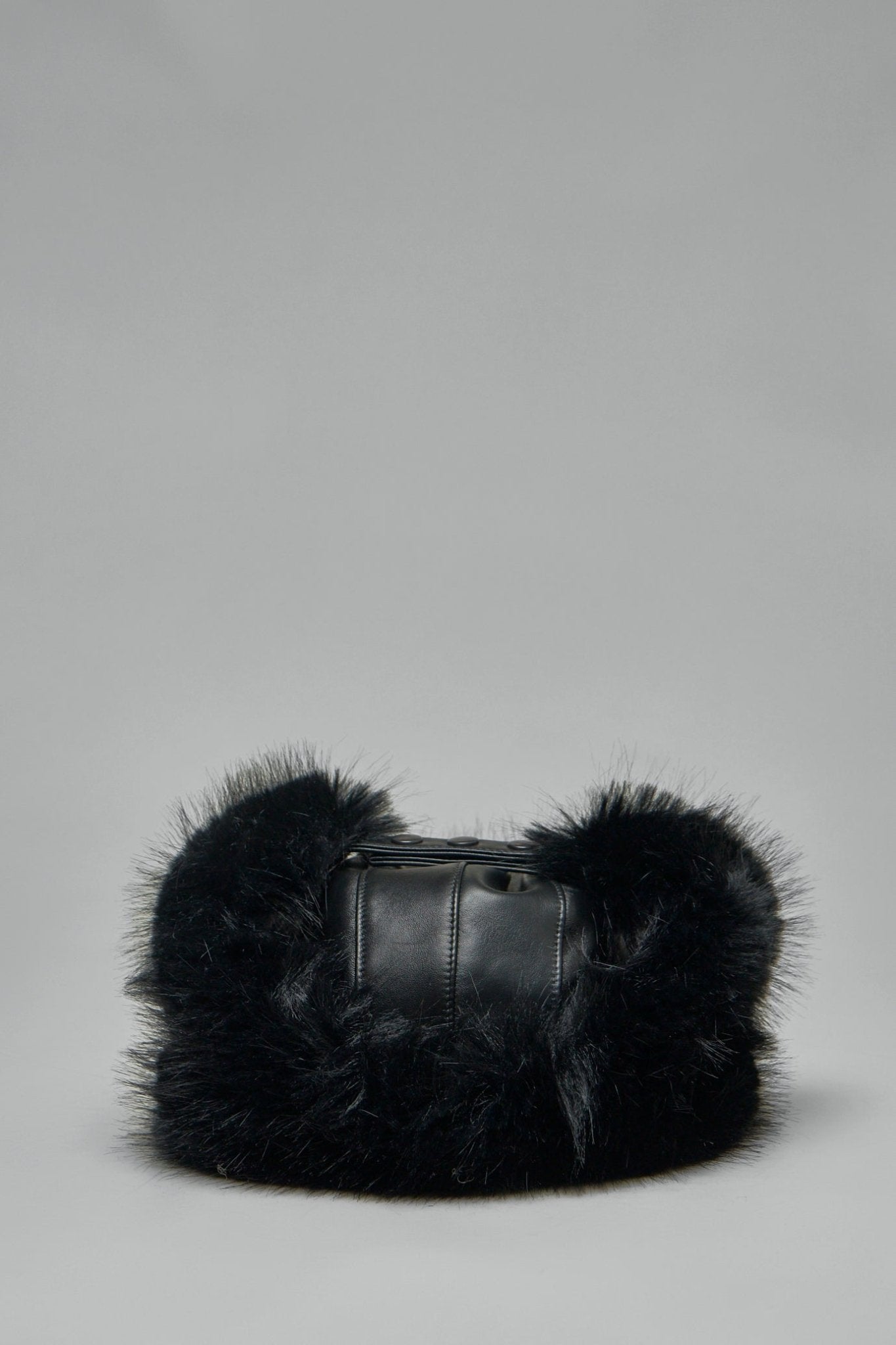 Leather Faux Fur-trimmed Hat