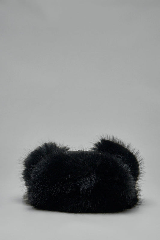 Leather Faux Fur-trimmed Hat