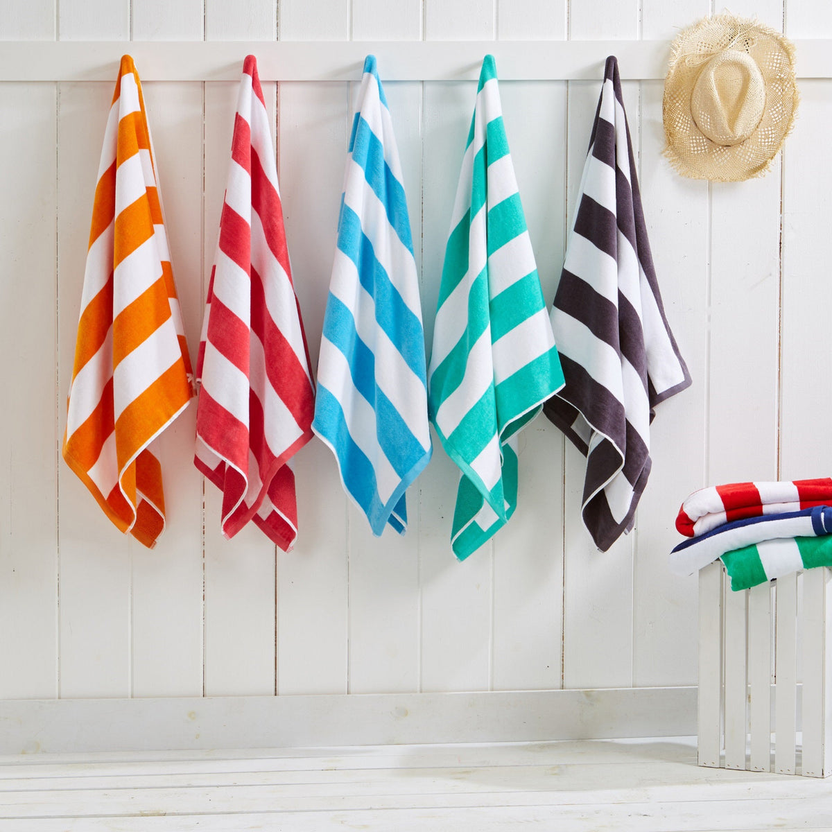 Cotton Velour Cabana Stripe Beach Towel - Novia Collection