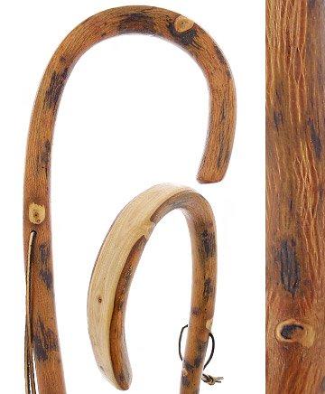 Nature-Designed Hickory Crook Cane: Rustic Natural Wood